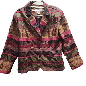 Erin London Womens Blazer Multi Color Size Medium Polyester/Rayon Blend Buttons
